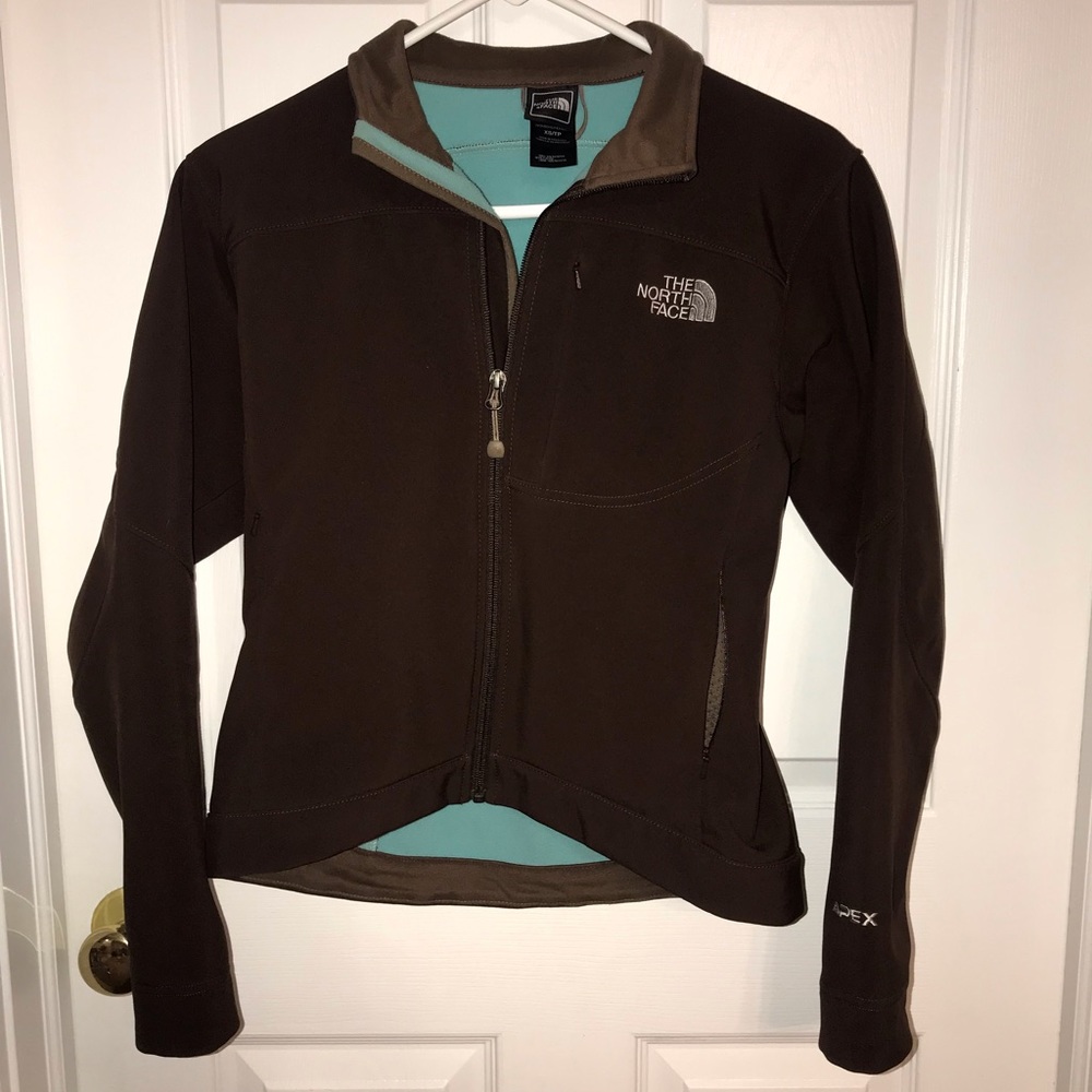 The North Face Dark Brown Jacket w/ teal interior